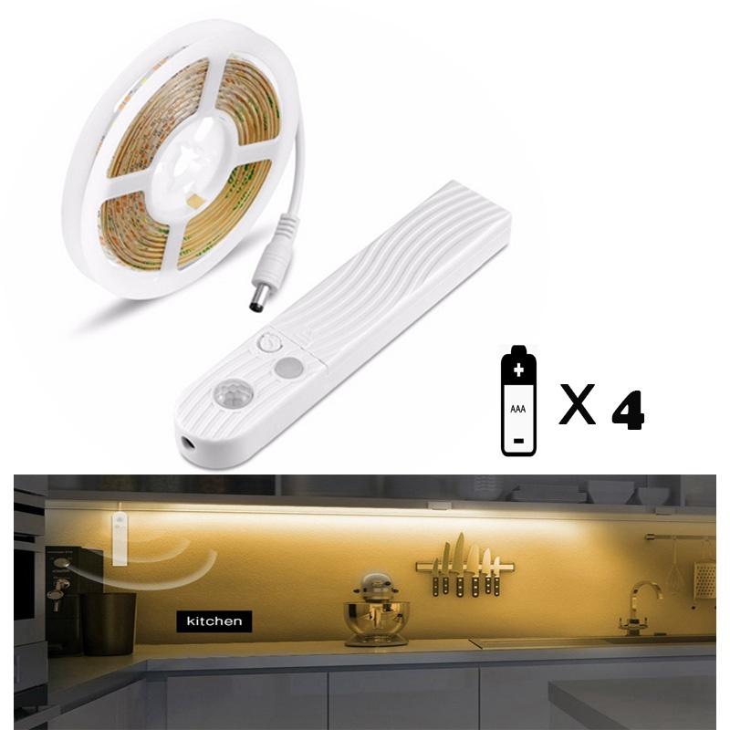 DC 5V 2835 Bateria PIR Sensor De Movimento USB LED Luz De Gabinete 1m 2m 3m 4m 5mStrip Fita Sob A Lâmpada Da Cama De Tir