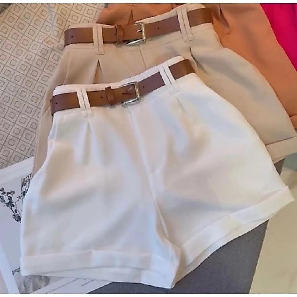 Short Feminino Alfaiataria Social Cinto e Bolsos PROMOÇÃO