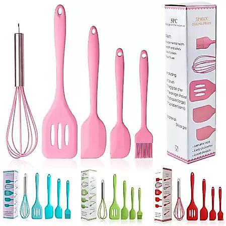 Kit 5 Peças Utensilios de Cozinha Silicone Colher Espátula Fue Espátula Pequena Pincel