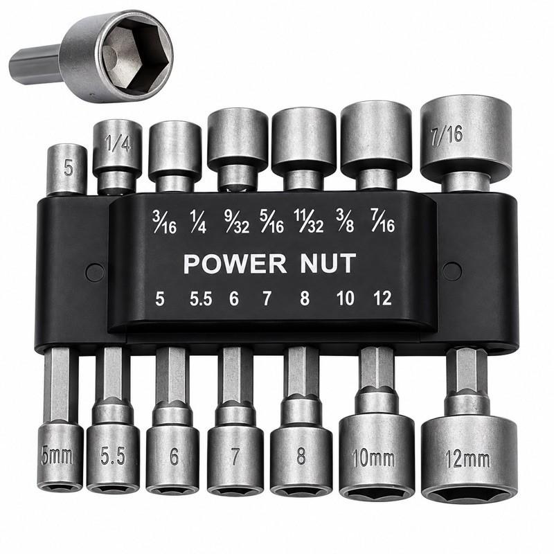 Jogo de Soquetes Sextavados 5 a 12mm – Kit 9 ou 14 Peças para Furadeira e Parafusadeira