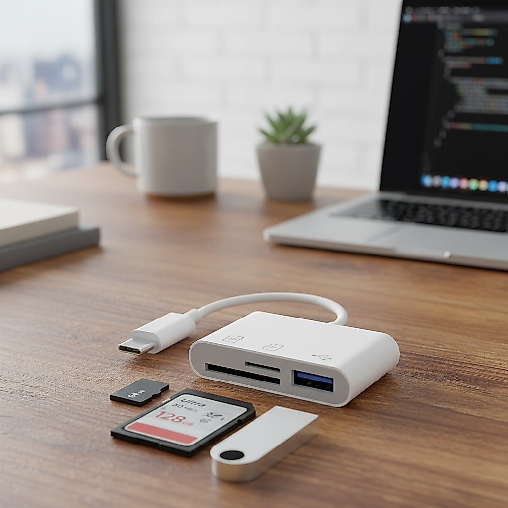 Adaptador Tipo C OTG 3 Em 1 Para Leitor De Cartão SD USB TF