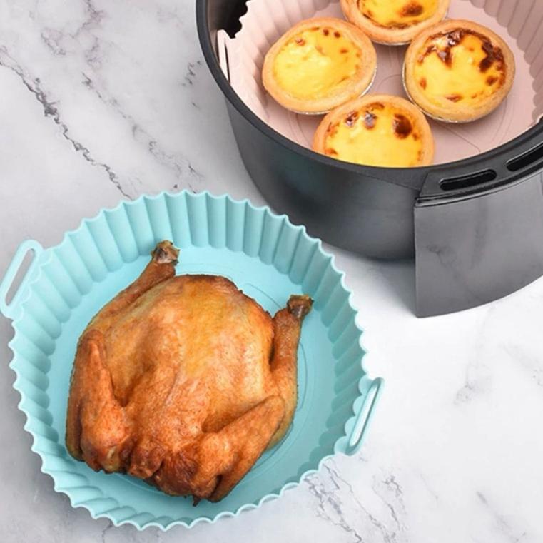 Cesto de Silicone Redondo Air Fryer e Forno Forma para Fritadeira Elétrica Cores Aleatórias DT8674