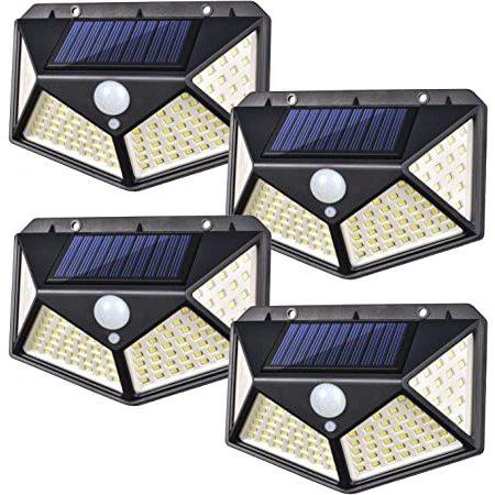 100 Leds Luminária Parede Solar Com Sensor Jardim Externa Prova D'água