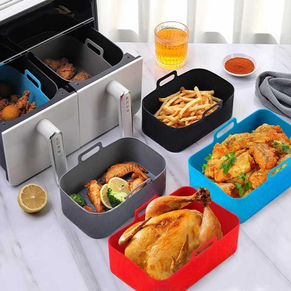Forma Airfryer De Silicone Retangular 20x13x7 C/ Alças Praticidade e Elegância em sua Cozinha P.HQ