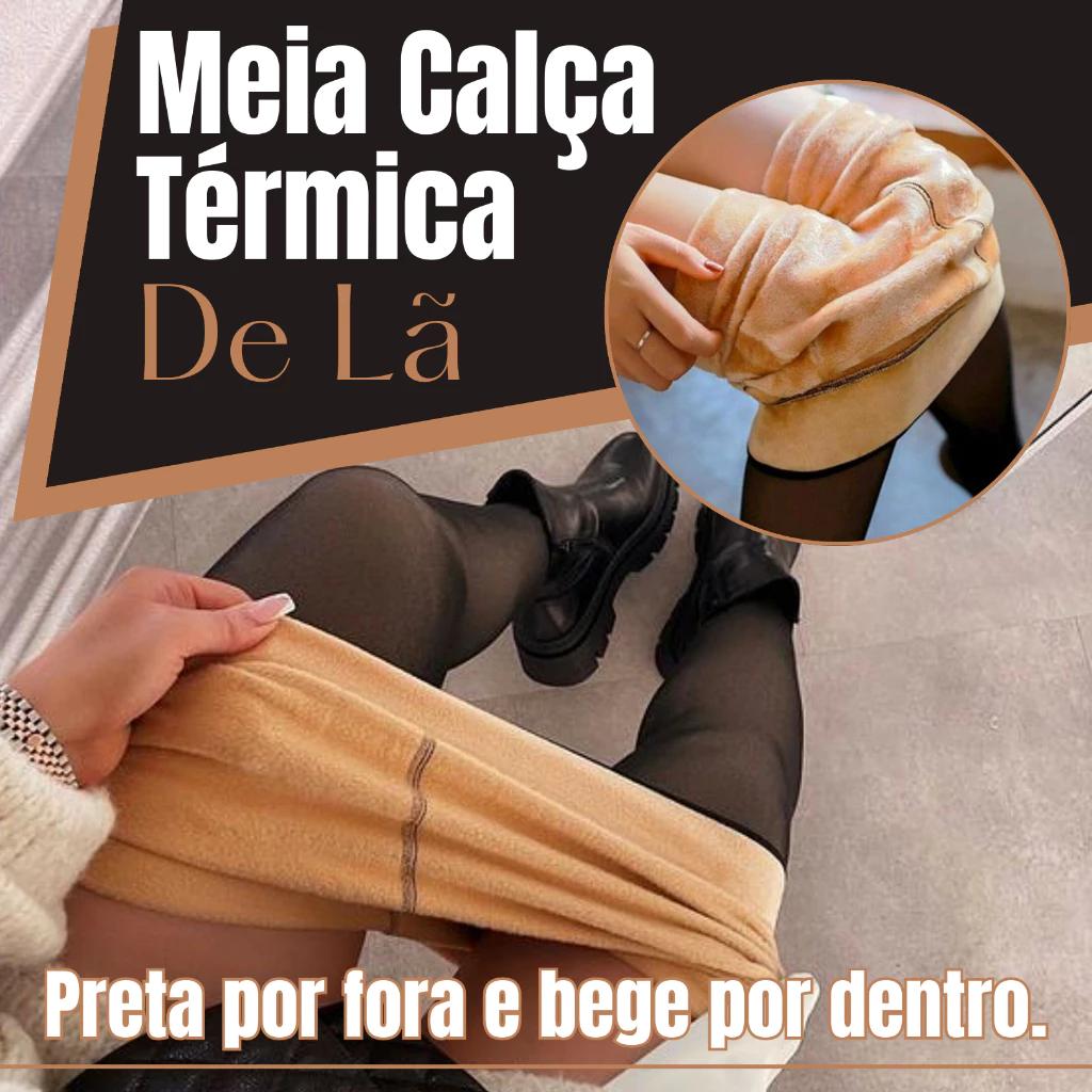 Meia-Calça Térmica Translúcida, Forrada com Pelúcia, de Lã Grossa, Super Elástica e com Pé. P/M/G/GG/GGG