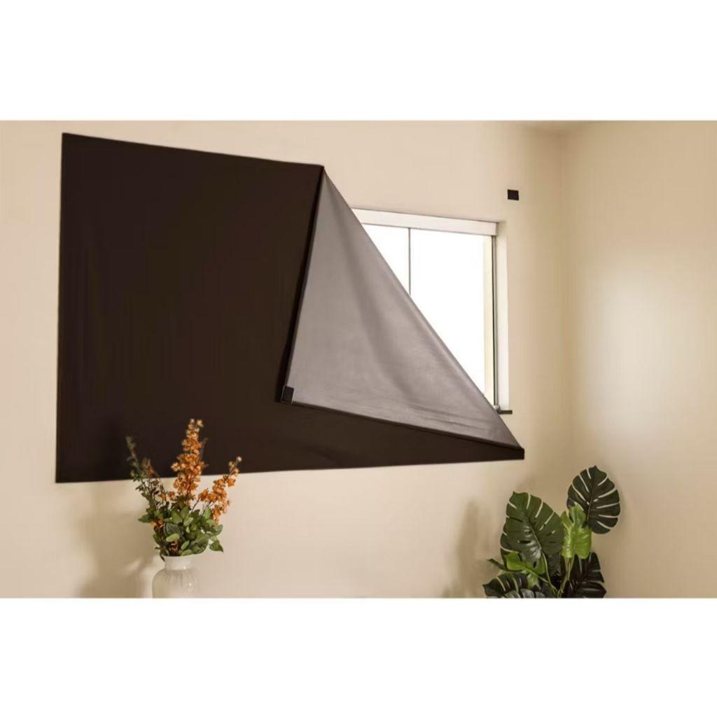 Painel Cortina 100% Blackout Adesivada Velcro Sem Furar Parede - Cores - Promoção