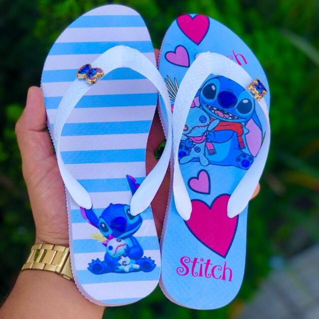 Sandalia ortopédica Personalizada Pingente Chinela Praia stitch Verão 2025
