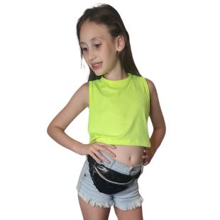 Cropped Infantil Menina Canelado Cores Neon 7 Reais Tm 4, 6 & 8 Sam