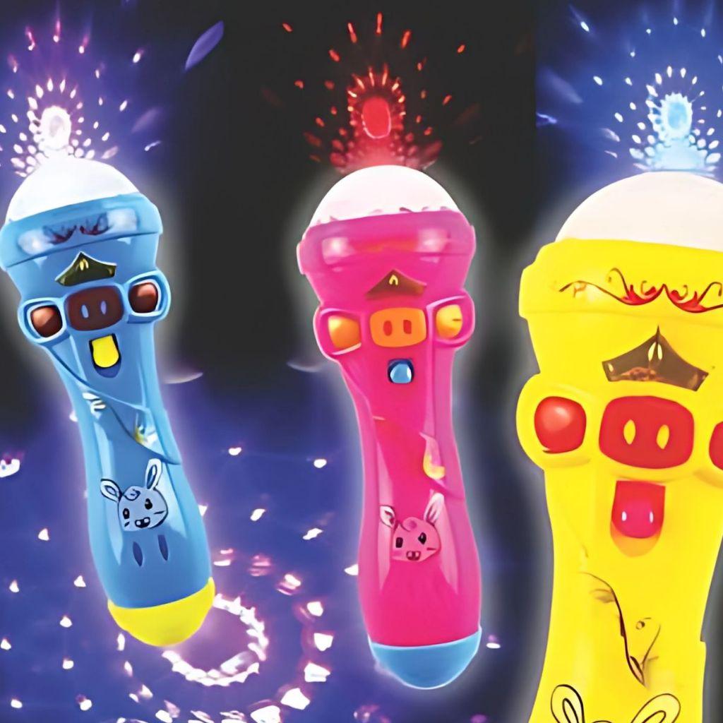 Microfones Lanterna Projetor Infantil Iluminação Para Criança Cantar Crianças Musical