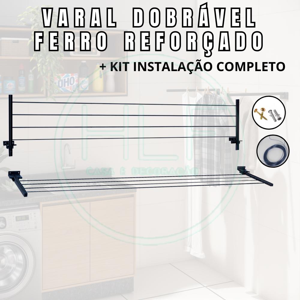 Varal De Parede Retrátil Dobrável Aço Reforçado 20 Metro Reforçado Lavanderia Apartamento Casa Roupa