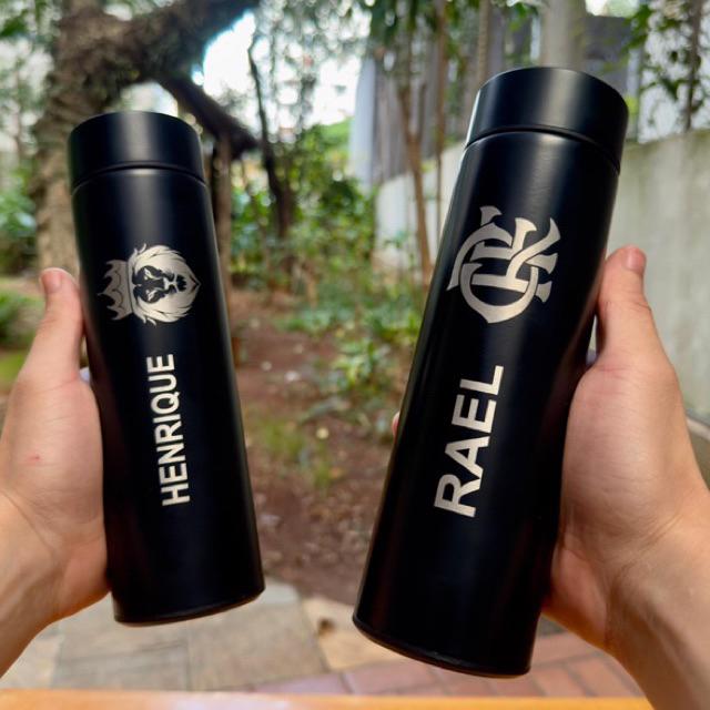 500ml Garrafa Térmica Personalizada Em Aço Inox Led Digital Termômetro Escritório Academia ÁguaCafé