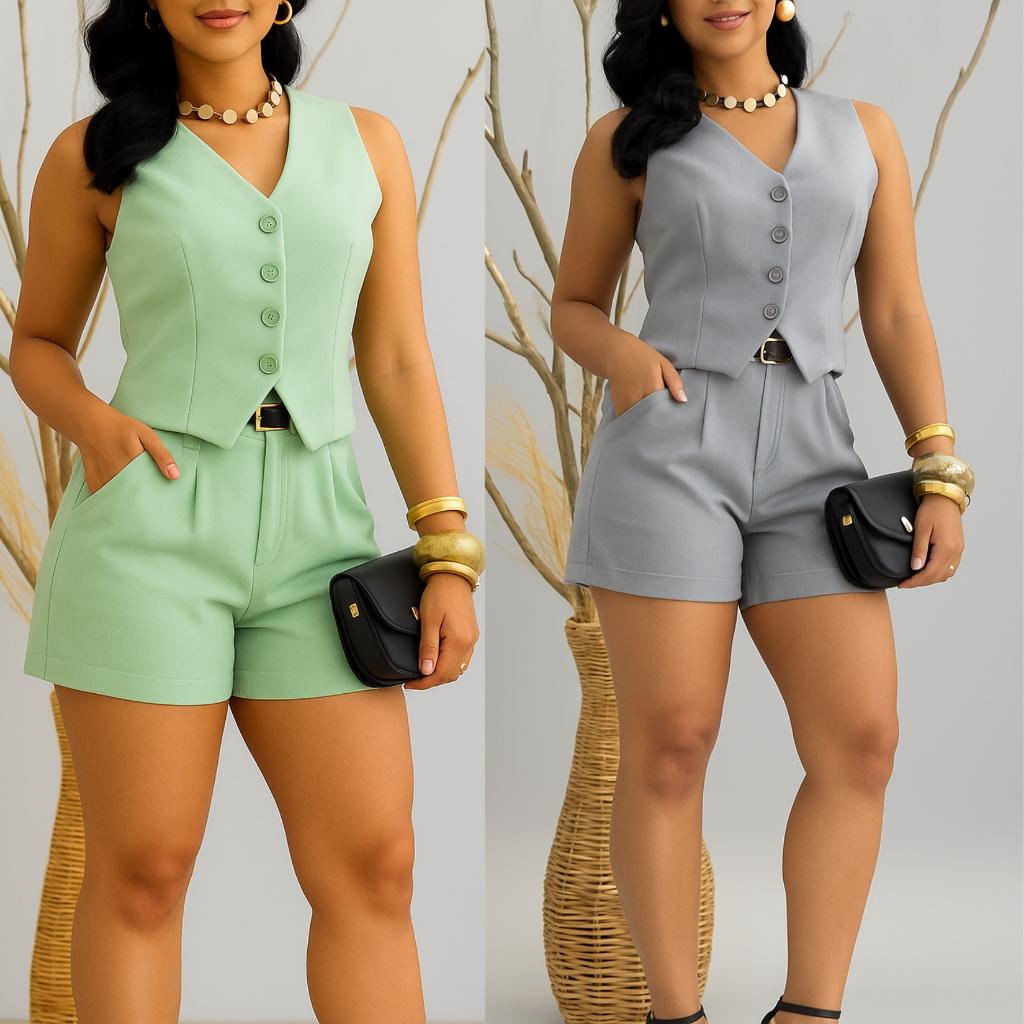 #@conjunto Valentina,conjunto Feminino,shorts e Colete Social Moda 2026