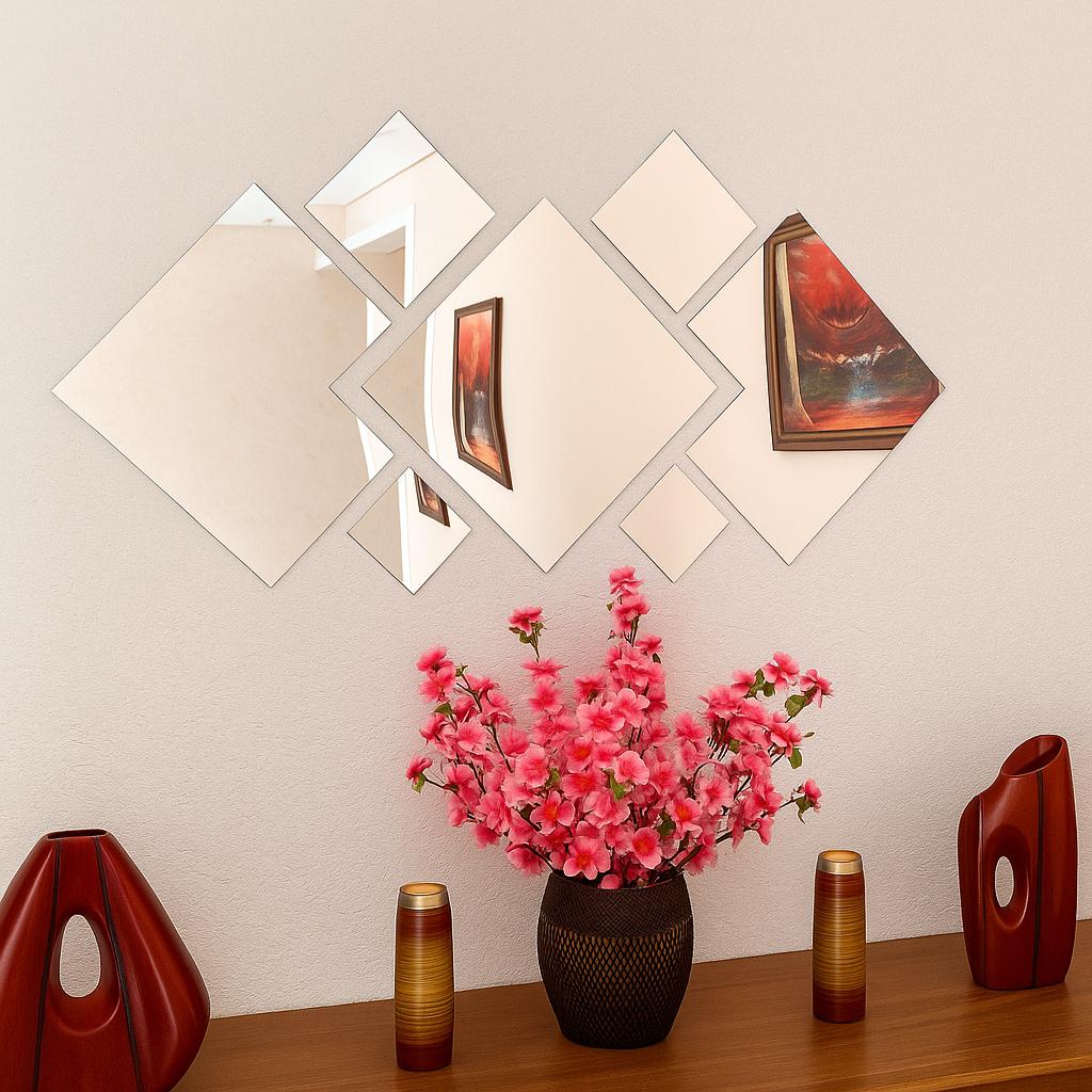 Oferta! Kit 7 Espelhos Acrílico em formato Losango 34x67cm - Achadinhos da Shopee