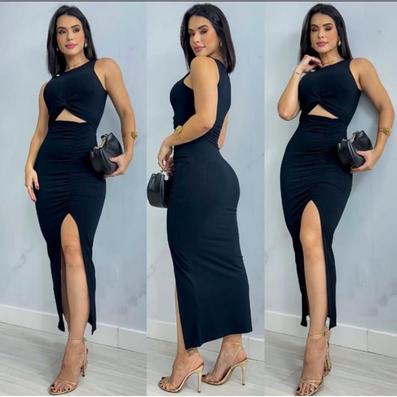 Vestido femini longo com bojo casual