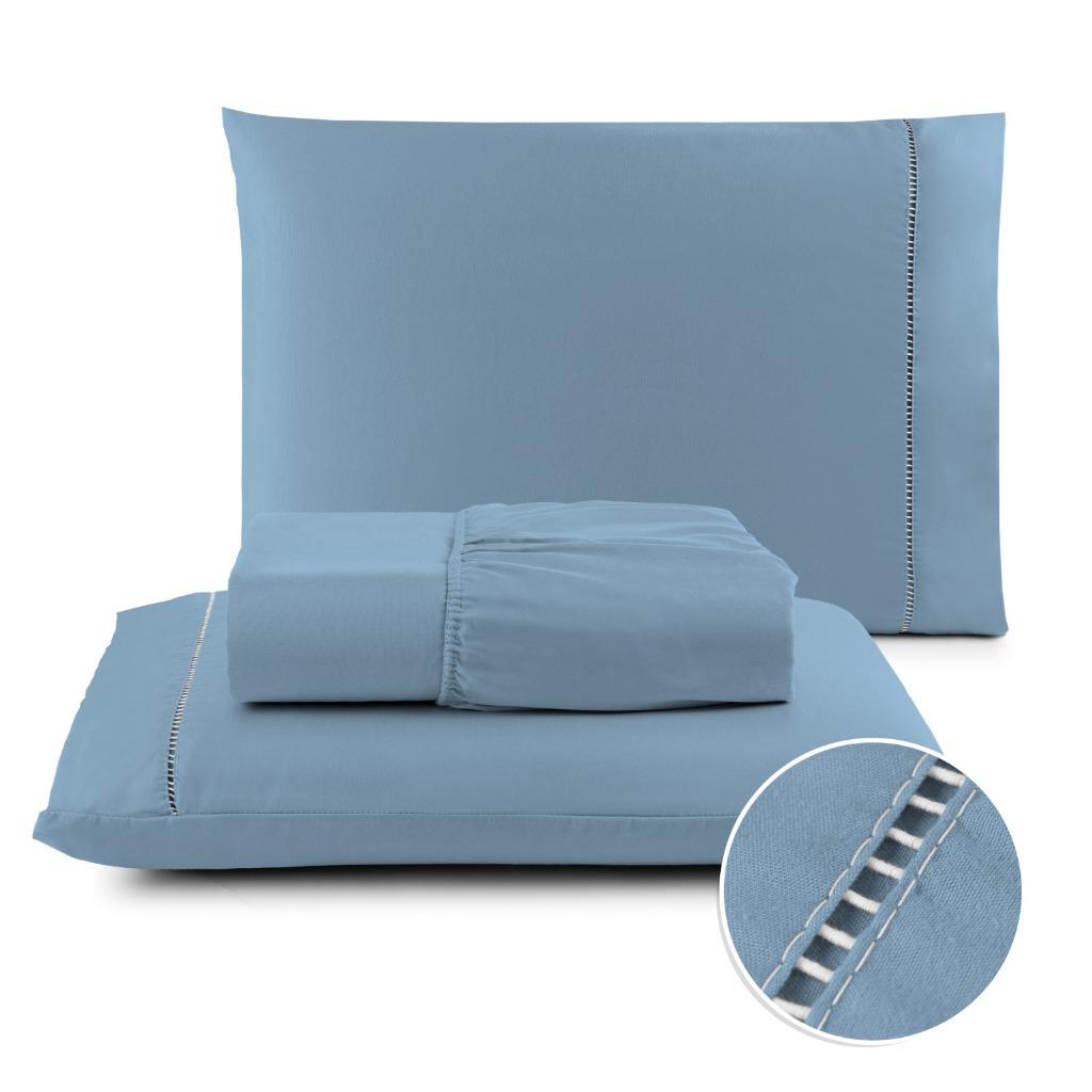 Kit Lencol Jogo De Cama Berço/Solteiro /Casal/Queen/King 400 Fios Micropercal com Ponto Palito