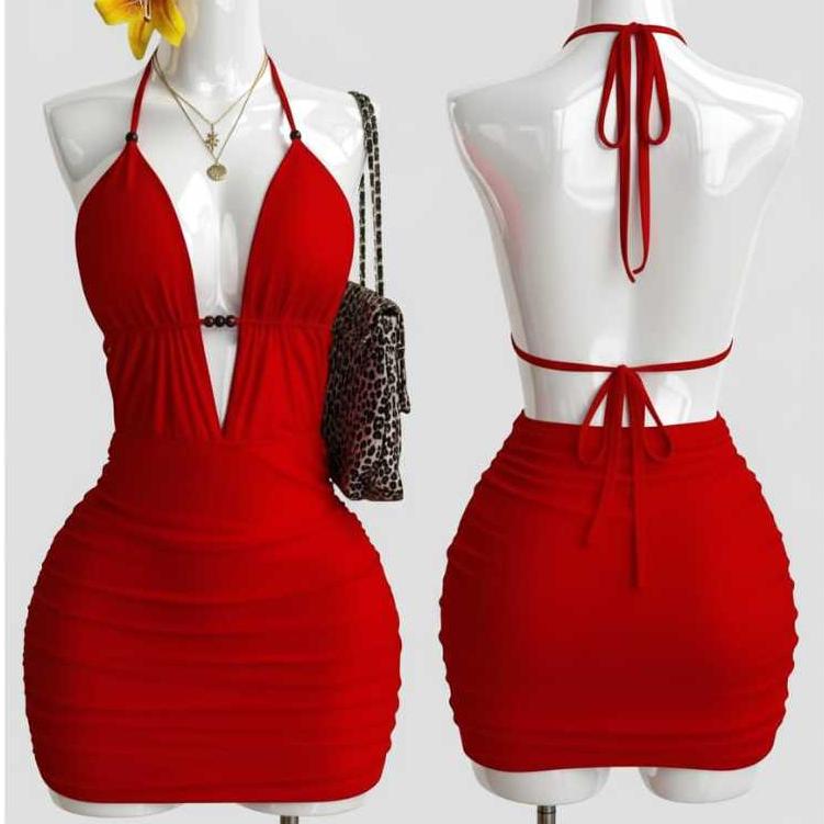 Vestido curto feminino gringo balada frente unica decote en V