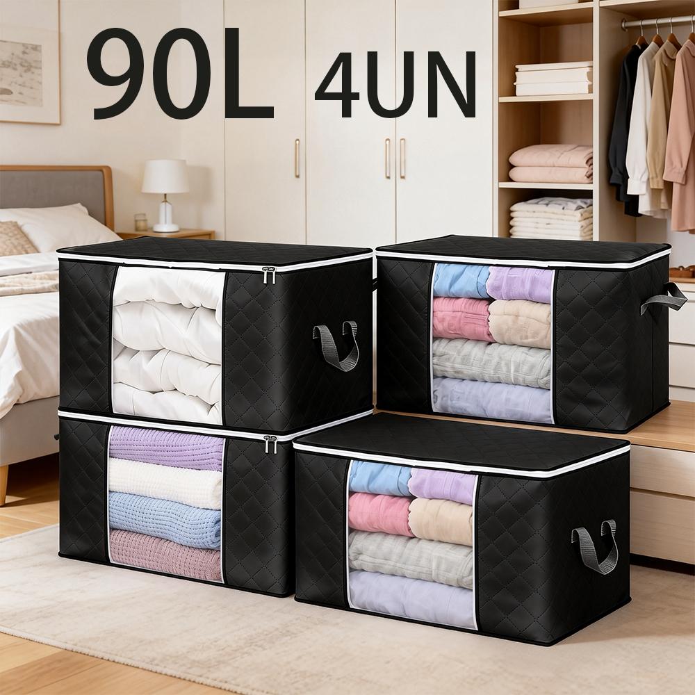 Kit 4/2UN Caixas Organizadoras de Roupas Calçados Cobertas Edredon TNT Com Tampa Ecológico Multiuso