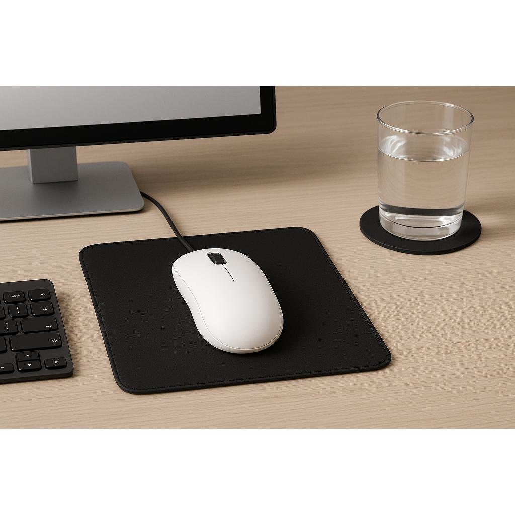 Mouse Pad em Couro Ecologico Emborrachado 23x18 + Porta-Copos Brinde | Antiderrapante | Escritório e Gamer