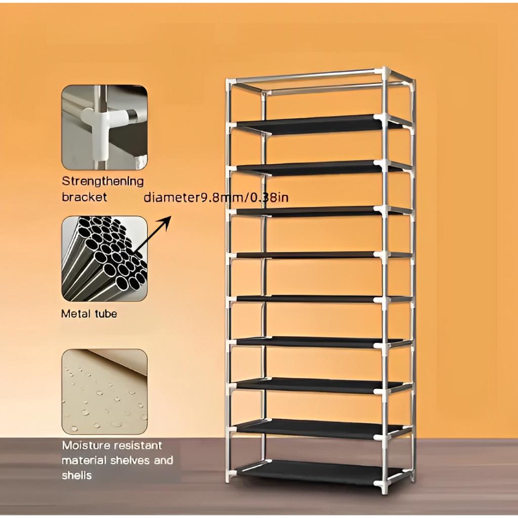 Sapateira calçados Prateleira 9 Andares 27 pares de sapatos organizador desmontável Sapateira Vertical Com Porta