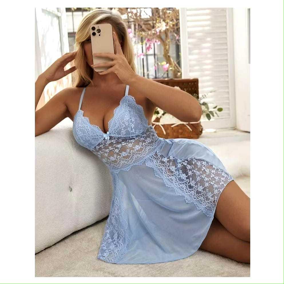 Camisola Romântica Sexy Rendada Sem Bojo Em Microfibra Cruzado Nas Costas