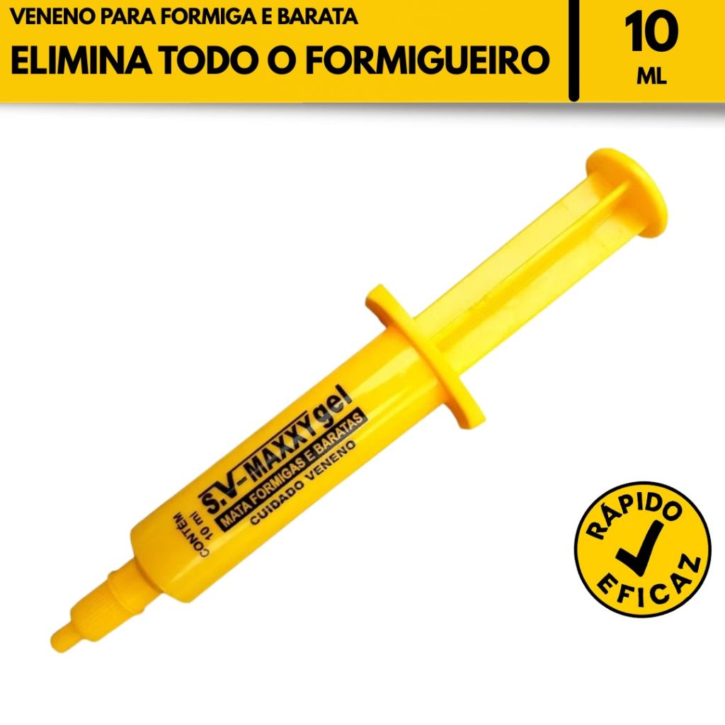 Maxxy Gel Mata Formiga e Barata Formicida Seringa 10g Veneno Uso Doméstico