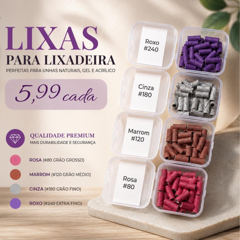Lixa Para Broca Elétrica Manicure Nail Design Unhas Gramaturas 80, 120, 180 Ou 240 SQ7964