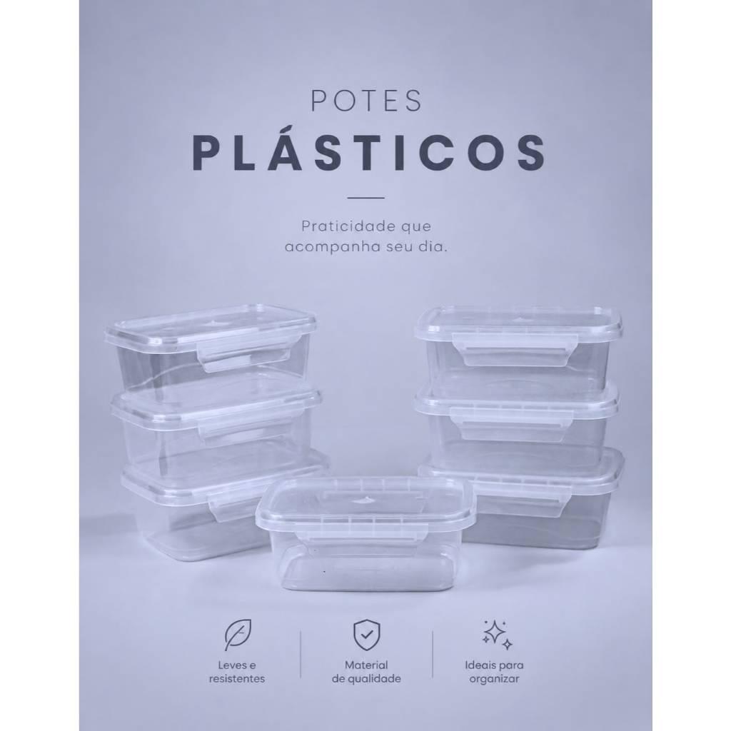 Kit 12 Marmitas Potes 800ml com Travas Laterais BPA FREE - Alimentos organizadores de congelador PLASTICOS