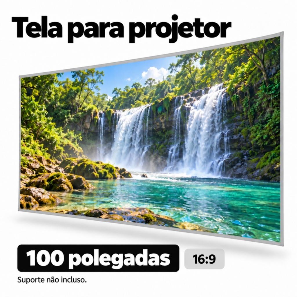 Tela Para Projetor Portátil 100 Polegadas Dobrável Refletiva 4K Full HD Antirreflexo