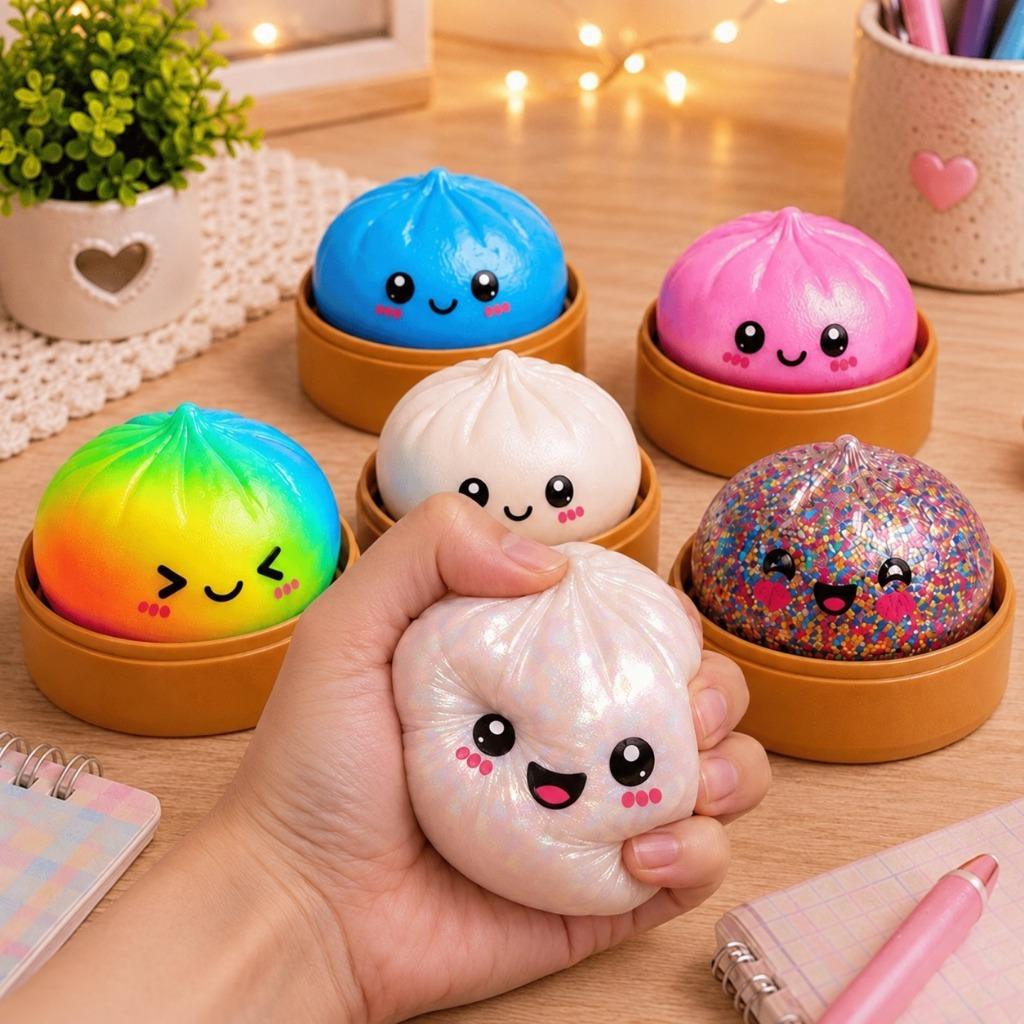 Kit Squishy Grande Pãozinho Chinês Brinquedo Surpresa Colecionável Anti estresse Fofo Macio e Divertido Viral TikTok