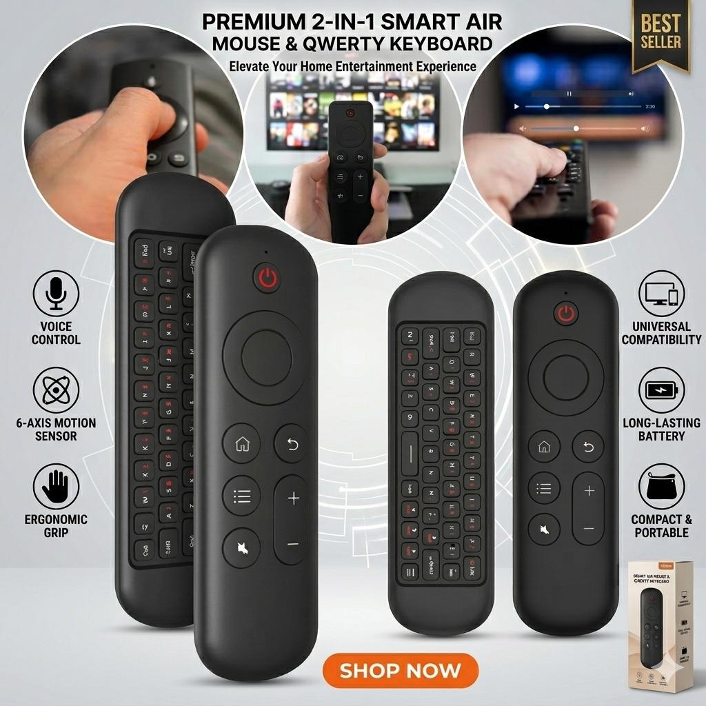 Controle Remoto LE-7678 Air Mouse LED 2.4G Bluetooth Universal para Smart TV Projetor PC