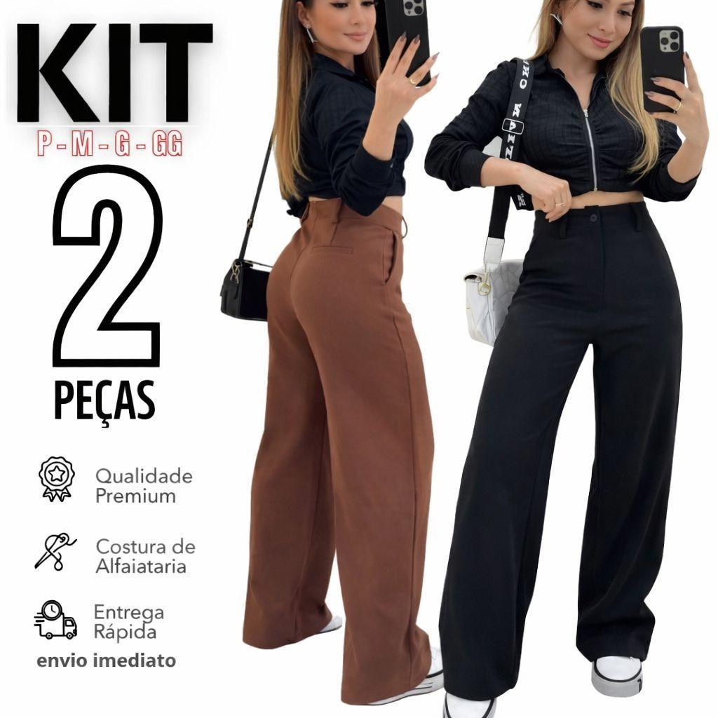 Kit 2 Calça Alfaiataria PREMIUM Cintura Alta Com Bolso PROMOÇÃO