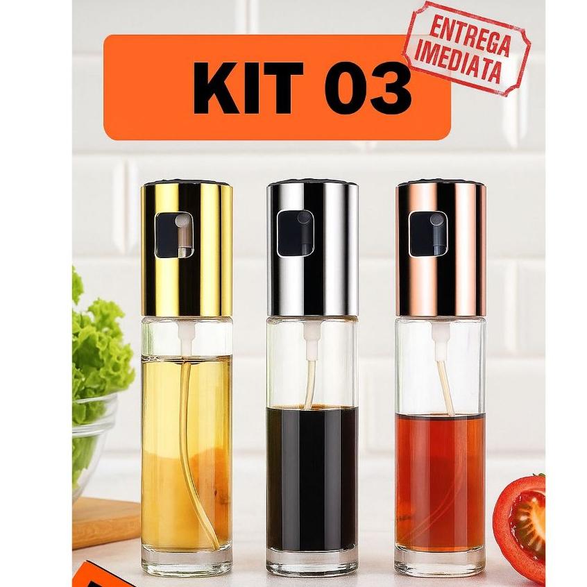 KIT 1, 2 ou 3 Spray Borrifador Culinario VIDRO Salada Azeite Vinagre Cozinha
