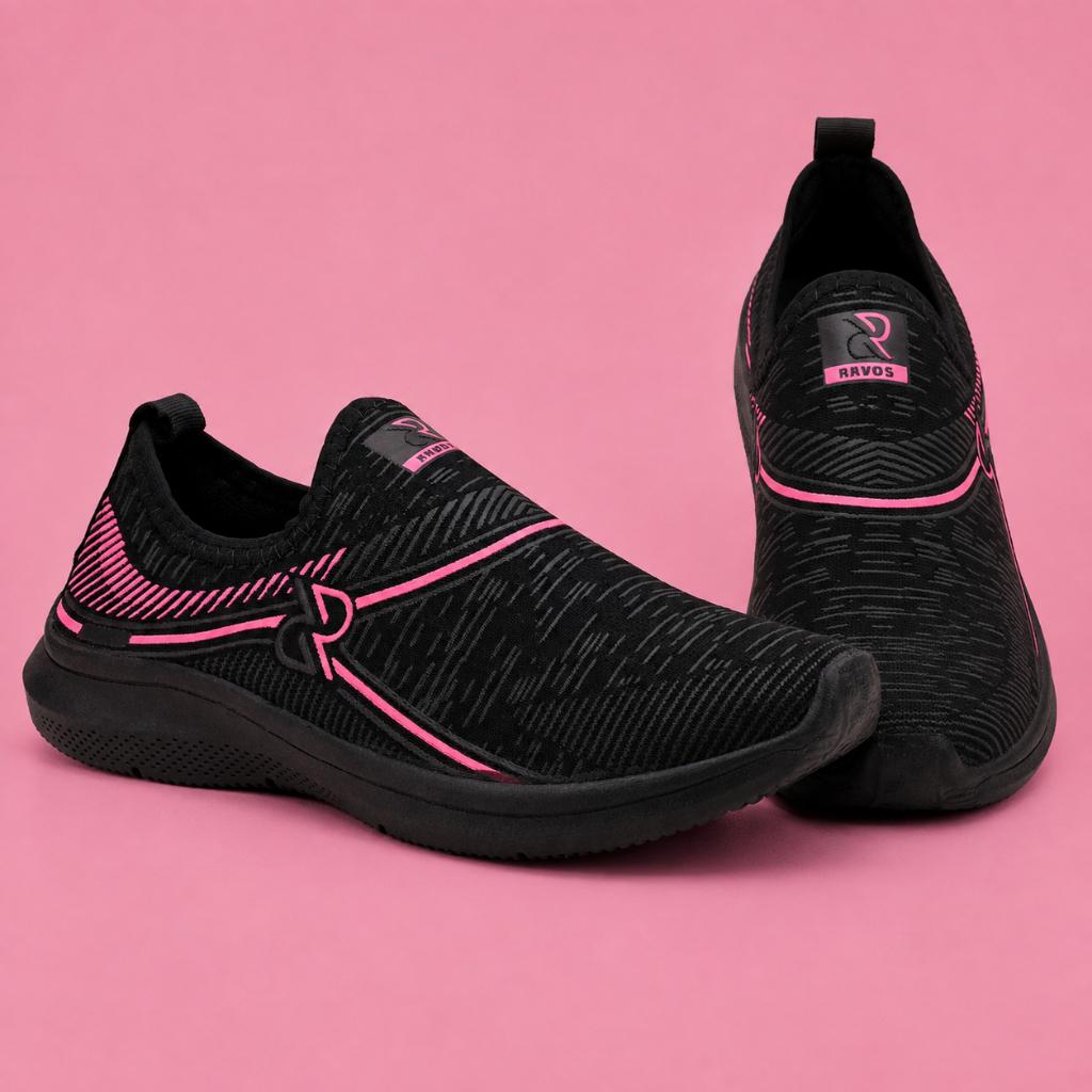 Tênis Meia Feminino Calce Fácil slip on Ortopédico Esportivo Leve e Confortável Casual Academia