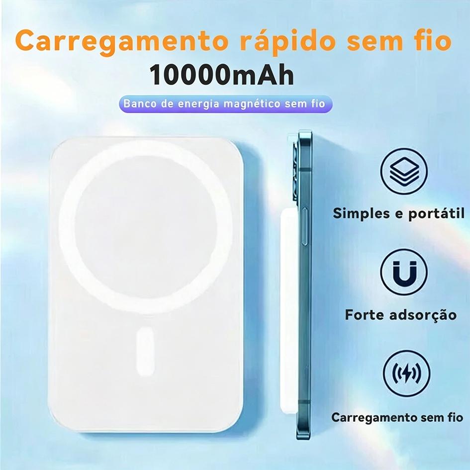 10000mAh/5000mAH/3000mAh Carregador portátil indução iPhone MagSafe bateria sem fio carregando