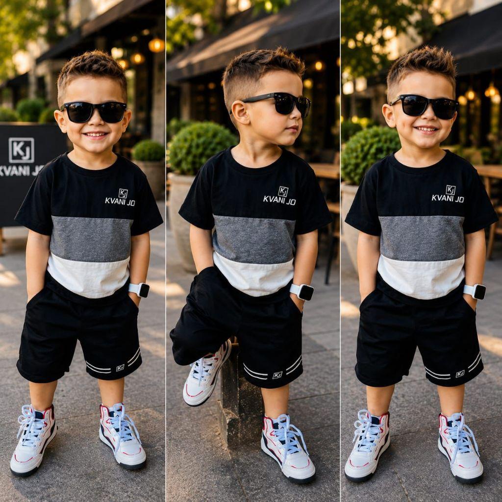 Conjunto Infantil Masculino Kvani Joy - Bermuda + Camiseta Dry-Fit Veste 2 a 12 anos