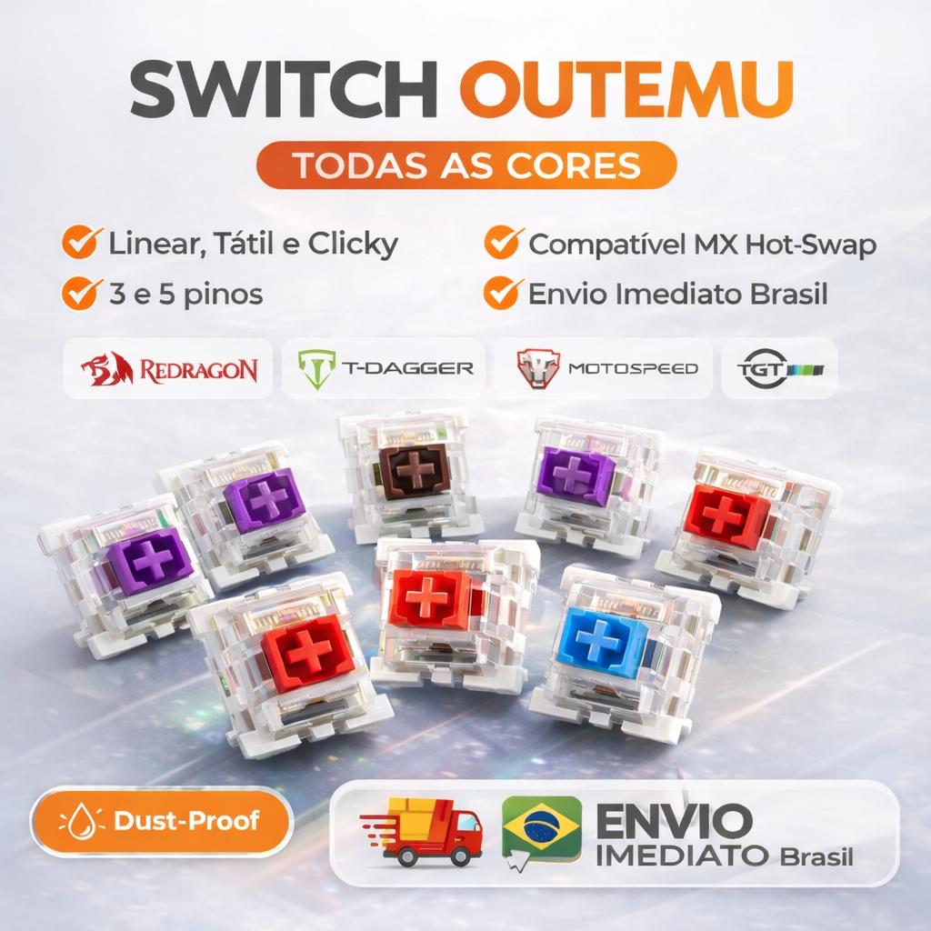 Switch Outemu Para Teclado Mecânico 3 Pinos Red Blue Brown Linear Tátil Clicky Hot Swap Anti-Poeira - Frete Grátis