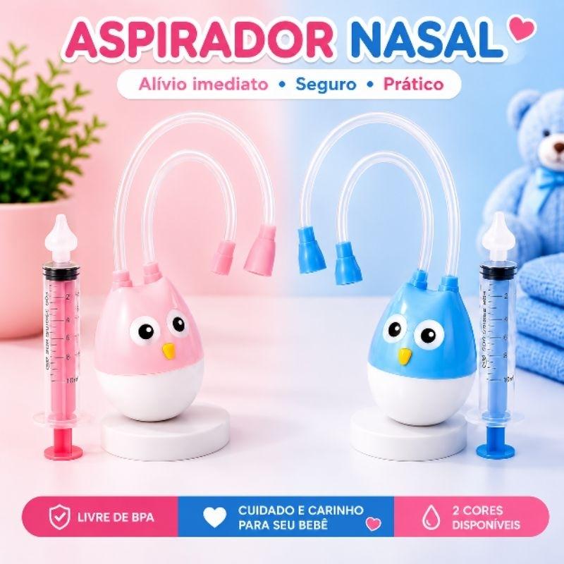 Aspirador Nasal Coruja para Bebê Lavagem e Higiene Nasal Lavador Seringa Ponta Silicone