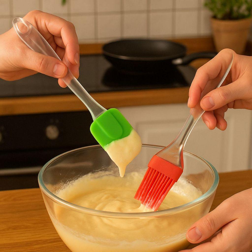 Conjunto 2 Peças Cozinha Confeitaria Espátula Pincel Em Silicone Multiuso Funcional 21cm X 23 cm