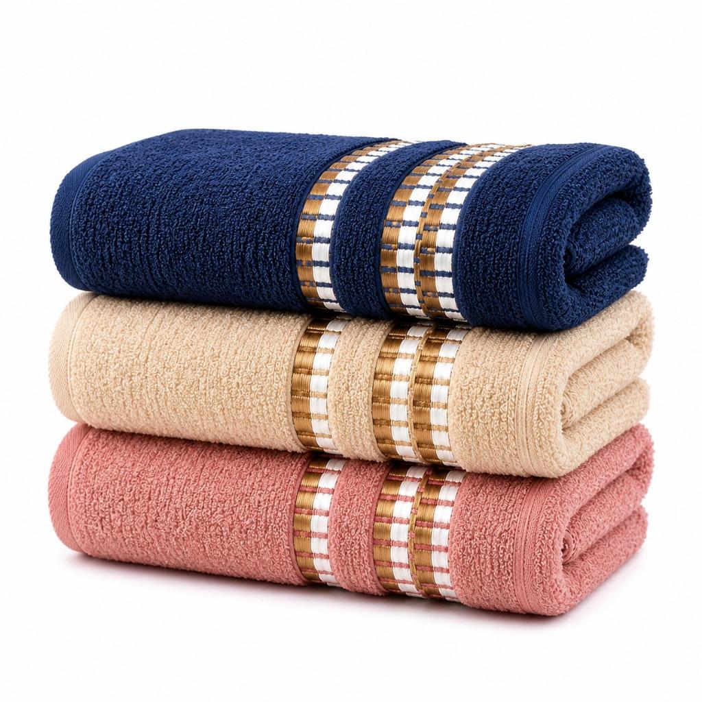 Kit 03 Toalha de Banho modelo dallas 100% Algodão Absorção Alta laune Haus