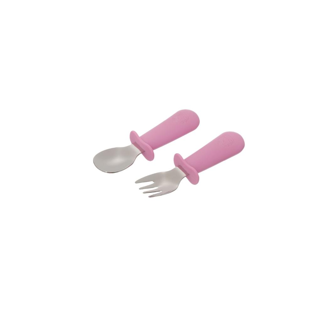 Kit Talheres Infantil Silicone Aço Inox Bebê Colher Garfo +6 Meses Bpa Free Seguro Alimentação
