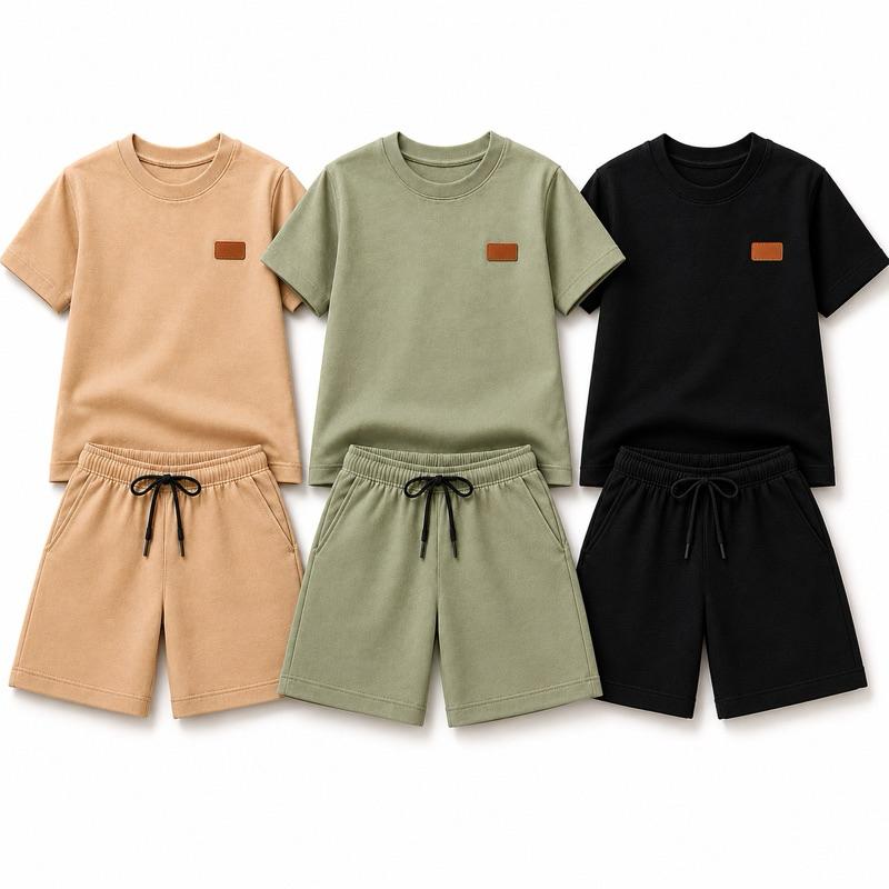 Kit 6 Peças Menino Conjunto Infantil Monocromático Premium Camiseta Shorts Algodão