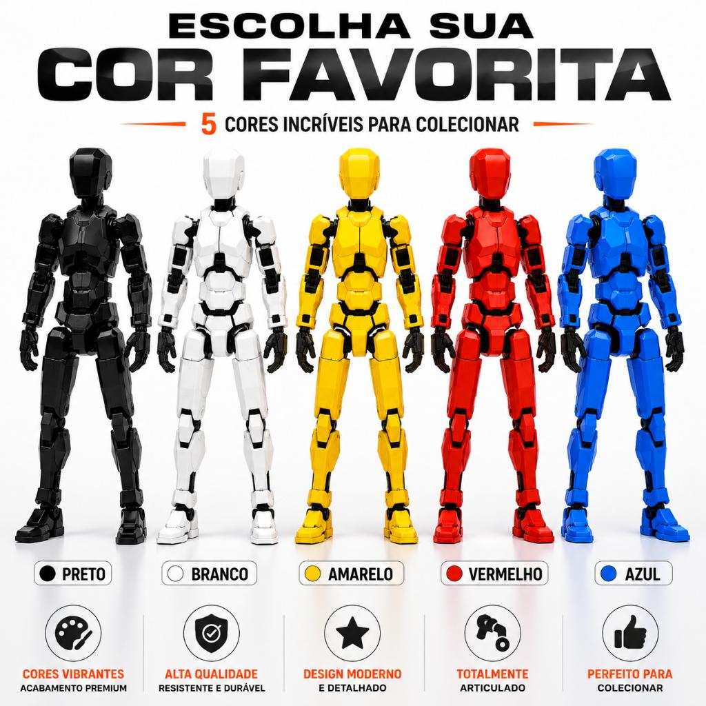 Boneco Articulado Dummy 13 Brinquedo Infantil Figura Criativo de Manipular e Montar Acessórios