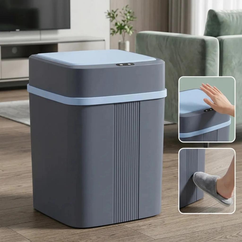 Lixeira Com Sensor Inteligente 12L Silenciosa Automática Yesop Cor Cinza-Azulada
