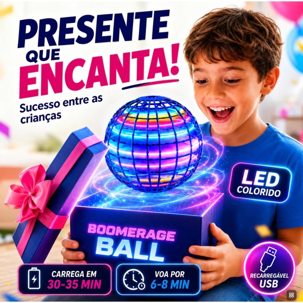 Bola Voadora LED Boomerang Brinquedo Interativo Infantil Mini Drone Spinner Recarregável Presente Rosa Ou Azul ou verme