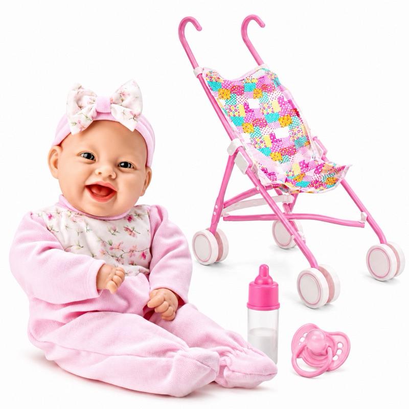 Boneca Com Chupeta Mamadeira Lola BabyRosa Menina Brinquedo Infantil Bebê Boneca Com Carrinho