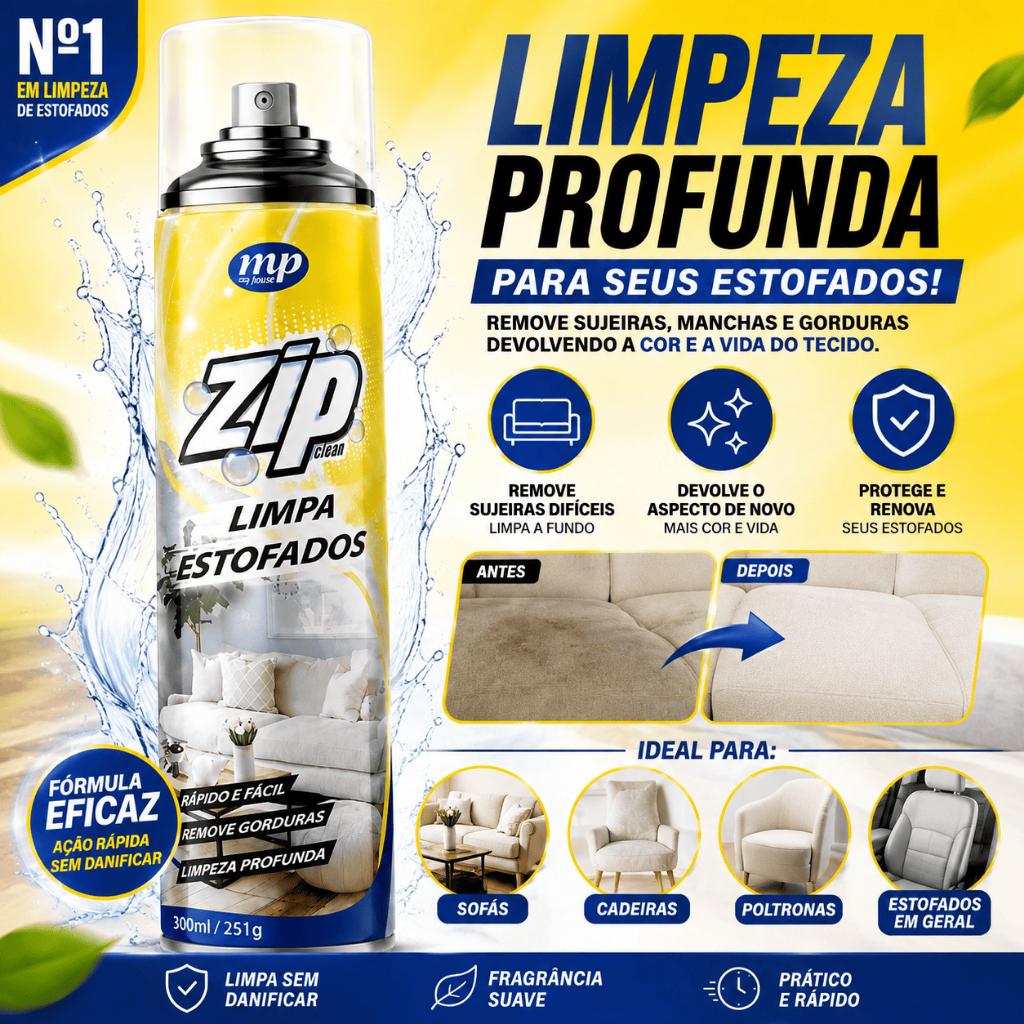 Kit Limpa Estofados Sofá Poltrona Cadeira Espuma Mágica Limpa a Seco Zip Clean Spray 300ml