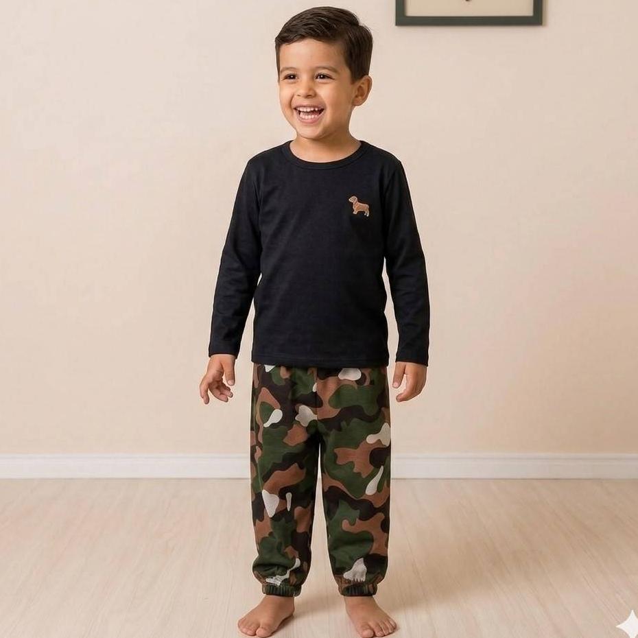 Calça moletom jogger masculino infantil menino camuflado ou liso tamanhos 1 ao 10