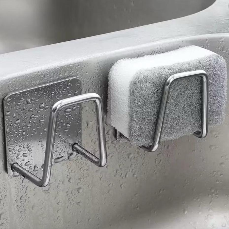 Gancho Adesivo Inox Porta Esponja Bucha Suporte de Pia Parede Cozinha Premium