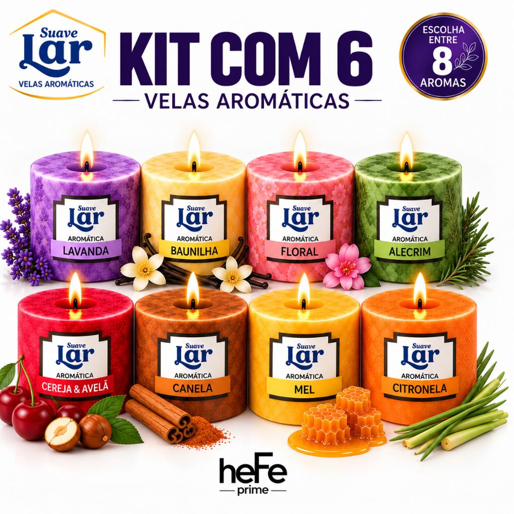 Kit com 1|3|6 Velas Aromáticas Perfumadas 60g Decoração Presente Relaxamento Suave Lar
