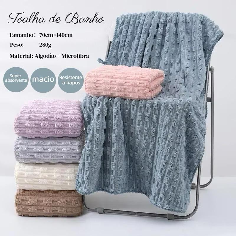 Toalha de Banho Microfibra Grossa 70x140cm Ultra Absorvente | Não Solta Fiapos | Seca Rápido